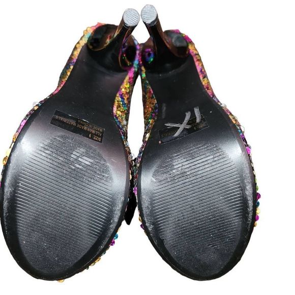 Deb Women's Multi Colored Rainbow Pride Sequin Platform Stiletto Heel Pumps Size - Picture 4 of 9